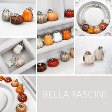 Cargar imagen en el visor de la galería, Fall Harvest Bead Charm - Gourd Pumpkin - Gray Sparkle