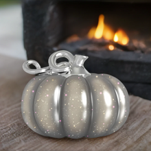 Cargar imagen en el visor de la galería, Fall Harvest Bead Charm - Gourd Pumpkin - Gray Sparkle