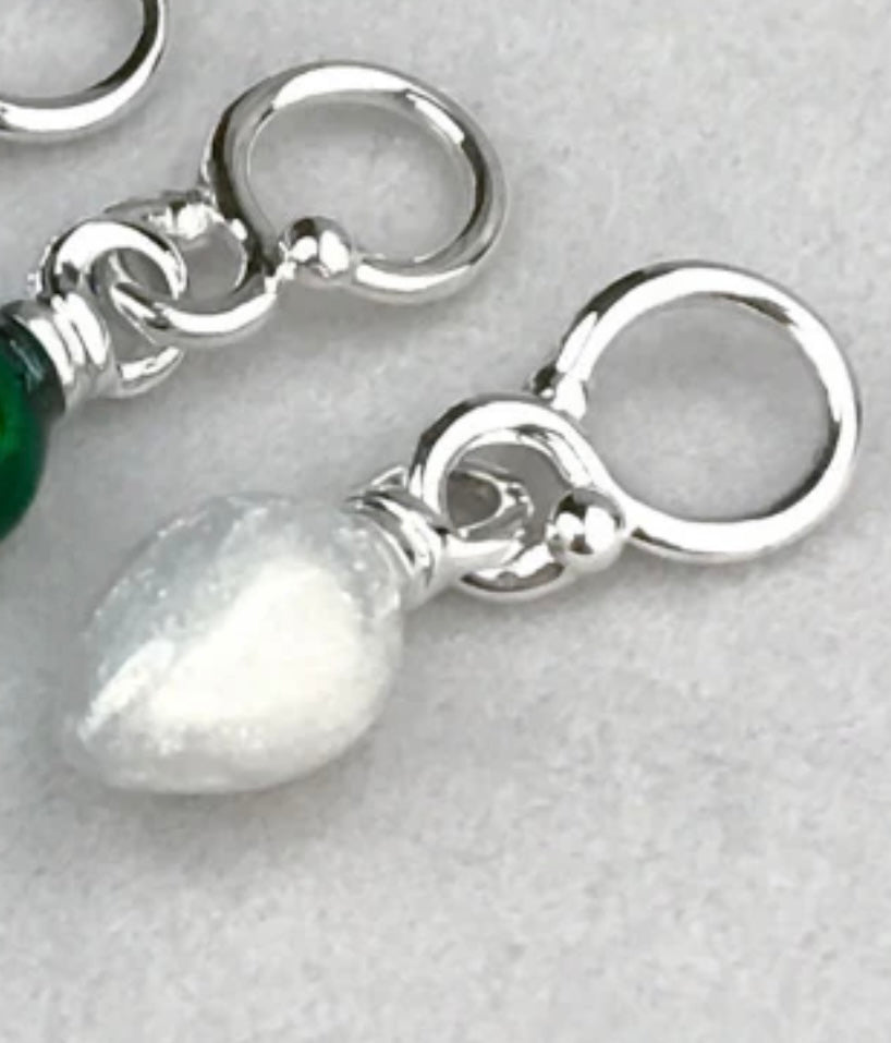 Christmas Tree Light Bead Charm - White Sparkle