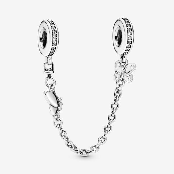 Decorative Butterflies CZ Safety Chain