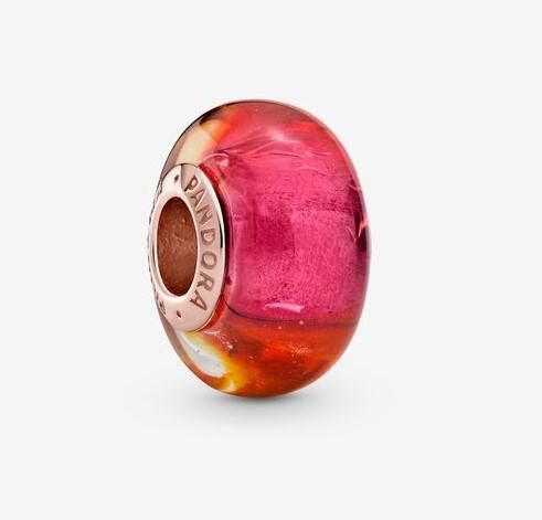 Rose Glittering Sunset Murano Glass Charm