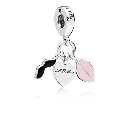 Silver Enamel Love Couple Dangle Charm