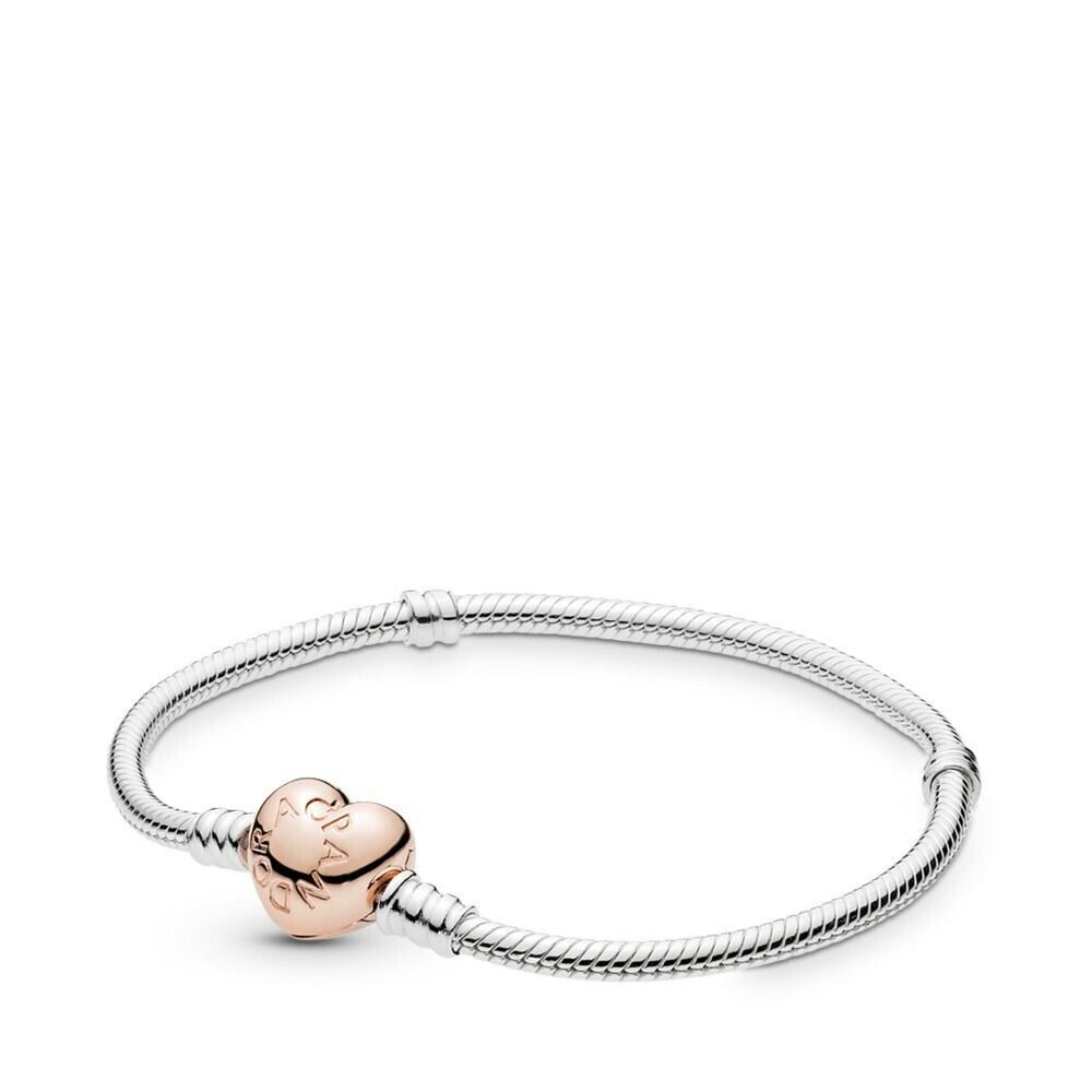 Brazalete Moments cadena pansa de serpiente con broche de corazón Rose